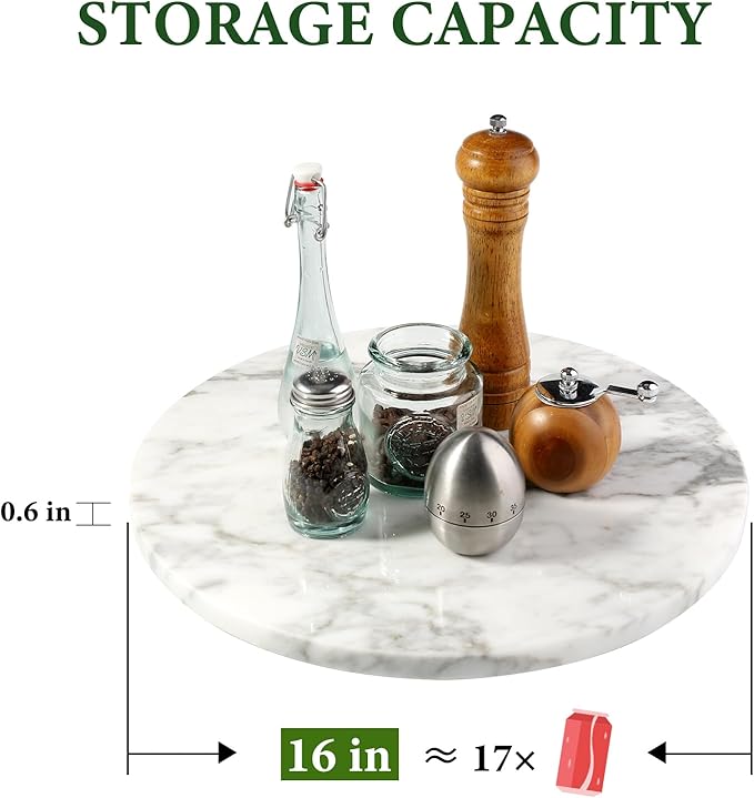 Koville 16'' Marble Lazy Susan Marble Turntable for Kitchen Dinning, Lazy Susans Organizer for Cabinet, Serving Rotation Spin