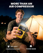 Tire Inflator Portable Air Compressor Cordless with Pressure Gauge and Auto Shut-Off Function, 2-in-1 Air Pump - 150 PSI for Car Bike Tires & 4.0 kPa for Air Mattresses and Inflatables