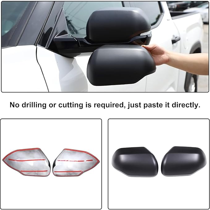 Car Door Rear View Mirror Cap Trim Cover Compatible with Toyota Tundra/Sequoia 2022-2025 Outside Side Rearview Mirror Protector Decoration ABS Accessories, Only Fit With Turn Signal Lights Version