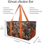 NGIL Extra Large Utility Tote Reusable Grocery Bag Oversized Collapsible for Groceries, Storage, Picnic, Beach (Camo-orange)