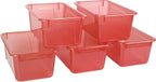 Storex Small Cubby Bin, 12.2 x 7.8 x 5.1 Inches, Candy Red, 5-Pack (62475U05C)