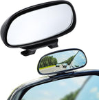 LivTee Blind Spot Mirror, HD Glass Frameless Convex Rear View Mirrors Exterior Accessories with Wide Angle Adjustable Stick for Car SUV and Trucks, Black