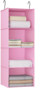 Hanging Closet Organizer, Easy Mount Foldable 4-Shelf Hanging Closet Wardrobe Storage Shelves, Clothes Handbag Shoes Accessor