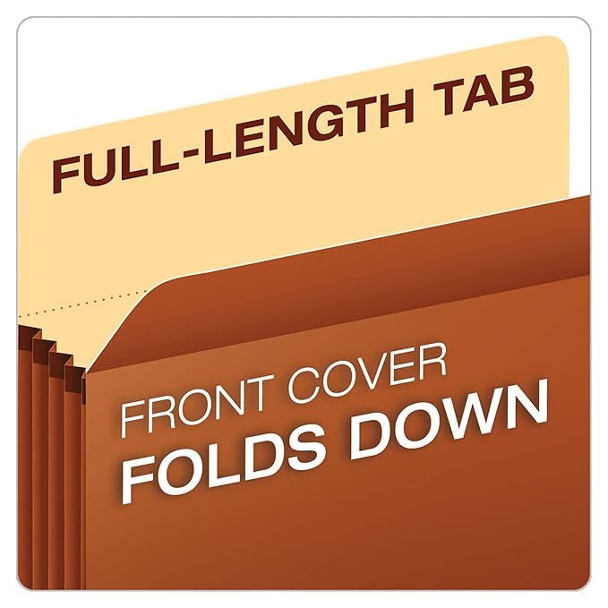 Pendaflex Expanding File Pockets, Letter Size, 5.25" Expansion, Reinforced with DuPont™ Tyvek® Material, Redrope, 10 per Box 