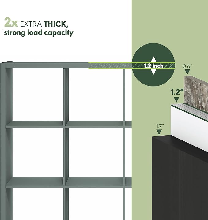Furinno Cubicle Book Shelf, 16-Cube Bookshelf, Extra Thick Frame Reversible Bookcase with Open Back, 14.6" x 58" x 58", for L