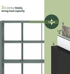 Furinno Cubicle Book Shelf, 16-Cube Bookshelf, Extra Thick Frame Reversible Bookcase with Open Back, 14.6" x 58" x 58", for L