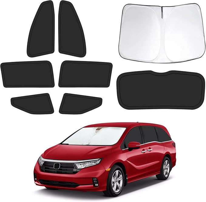 Car Window Shades for Honda Odyssey 2018-2024, 10PCS Full Set Window Sun Shade for Side Rear Windshield, Foldable Privacy Window Cover Accessories for Car with UV Protection When Camping Travel