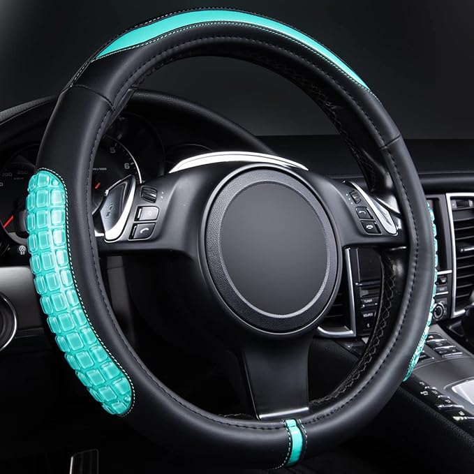 Flying Banner car Steering Wheel Cover Gel Massage Velvet Cool Warm Universal Size 15 inches SUV Truck Anti Slip Odorless Sum