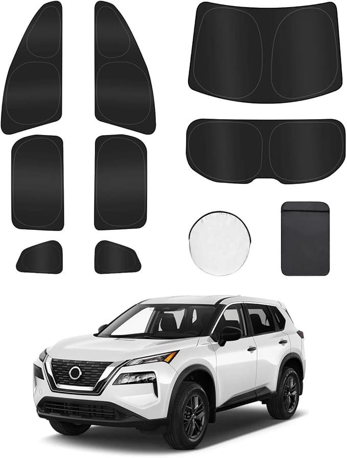 8PCS Window Shades for Rogue 2021-2026 Accessories – Full Coverage Sun Shade for Side Windows, Rear Triangular & Windshield – UV Protection & Privacy for Camping, Napping, Relaxing