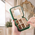 ZPROW Plush Velvet Travel Jewelry Case, Travel Jewelry Organizer, Jewelry Travel Case, Travel Jewelry Box, Small Jewelry Case