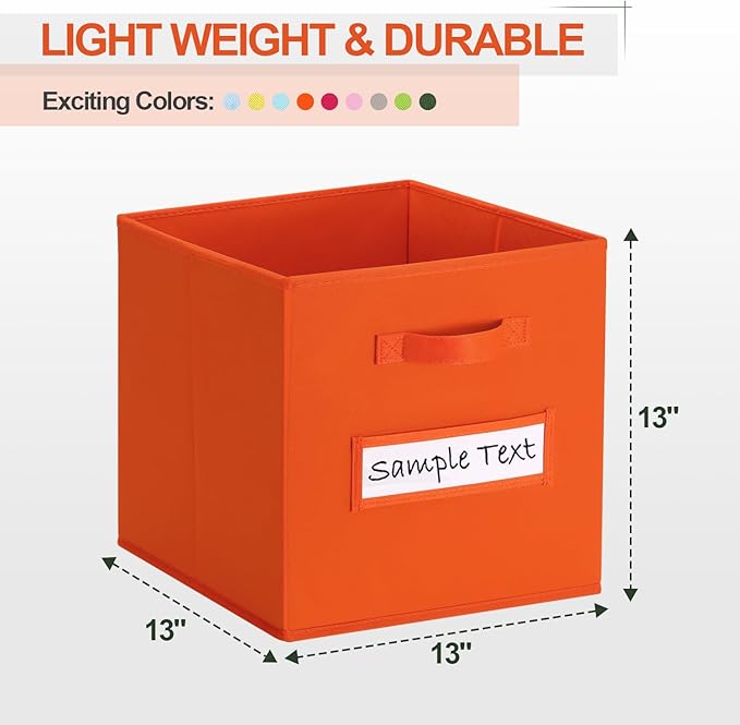 artsdi 13x13 storage cube bins (Set of 10) Foldable Fabric storage cubes with 10 Labels Window Cards & a Pen,13 inch cube sto