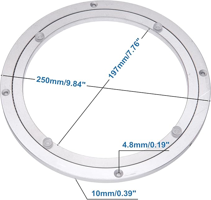 Aluminum Heavy Duty Lazy Susan Rotating Turntable Bearing Swivel Plate Hardware for Dining-Table (10 inch)