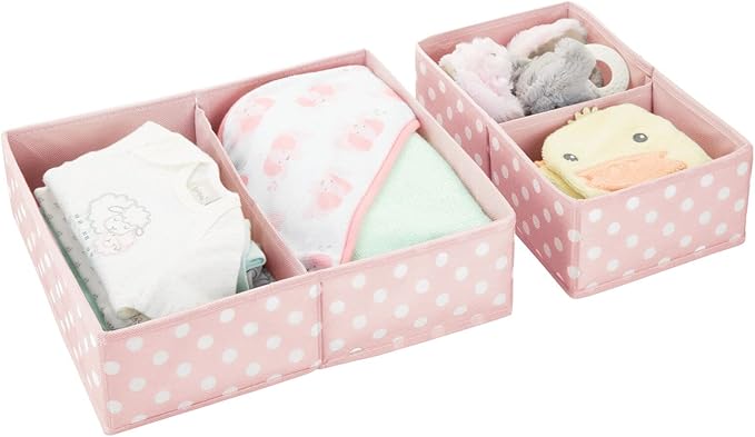 mDesign Fabric Drawer Organizer Bins, Kids/Baby Nursery Dresser, Closet, Shelf, Playroom Organization, Hold Clothes, Toys, Di