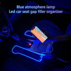 2 Pack Car Seat Gap Organizer,Multifunctional Seat Gap Storage Box with USB Fast Charger, Car Seat Pockets with Led Light, Car Seat Gap Filler with Cup Holder (Black)