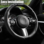Pincuttee Leather Steering Wheel Cover 3PC,Universal Steering Wheel Protector,Anti Slip Steering Wheel Wrap Cover,Car Interio