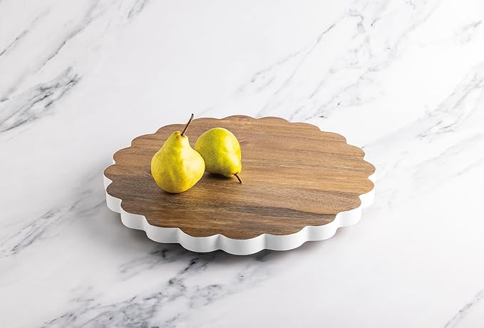 Mud Pie Wood Scalloped Lazy Susan