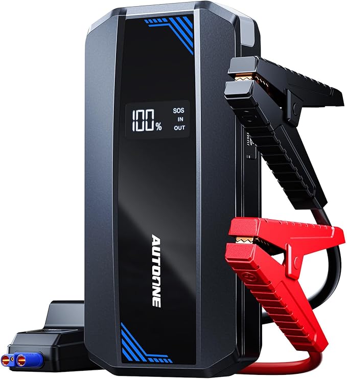 AUTOONE Car Jump Starter 6000A Battery Booster, Portable Battery Pack for All Gas 10L Diesel, 12V Jump Box with Smart Jumper