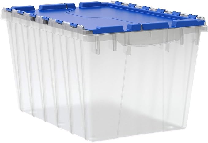 Akro-Mils KeepBox 12 Gallon Storage Container, Nesting and Stackable Plastic Storage Box with Lid Attached, Clear Tote for Ga