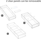 HIIMIEI 3 Section Clear Acrylic Drawer Organizer Tray, Office & Makeup Drawer Organizer (11.8x4.3 inch)