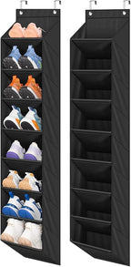 SLEEPING LAMB 2 Pack Narrow Over The Door Shoe Organizer with 8 Large Deep Pockets, Hanging Shoe Rack for Closet Door Storage