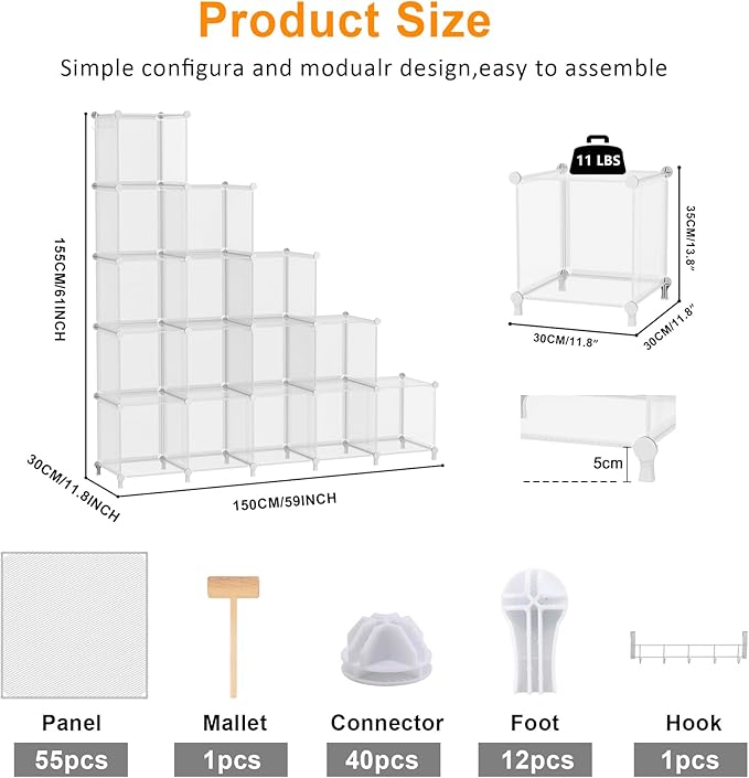 AWTATOS Cube Storage Organizer, 16 Cube Closet Organizers and Storage Shelves, DIY Stackable Bookshelf for Bedroom, Home, Tra