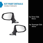 TRQ Power Heated Mirror Set Left & Right Smooth Black with Blind Spot & Puddle Light Compatible with 2021-2024 Toyota Venza T