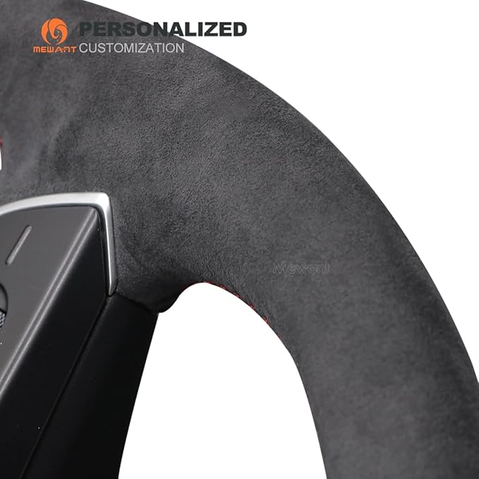 MEWANT Hand Stitched Matte Carbon Fiber&PU Leather Steering Wheel Cover Wrap for Tesla Model 3 Highland 2023 2024 2025 Steering Wheel Accessories