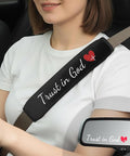2 Pack Car Seat Belt Cover Pad with 3 PCS Trust in God Rearview Mirror Stickers,Soft Seatbelt Cushion Covers, Christian Car