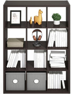 Furinno Simple Cube Storage Organizer, 12-Cube Display Shelf, Open Back Shelving Unit, Storage Shelves, Extra Thick Frame, fo