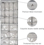 2 Pack Extra Large Hanging Crystal Clear Over Door Shoe Organizers, Closet Shoe Rack Organizer, 12+6 Pockets, 8 Hooks, Grey (