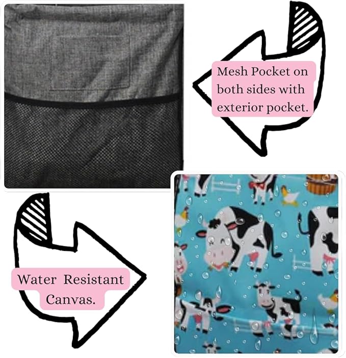 NGIL Extra Large Utility Tote Reusable Grocery Bag Oversized Collapsible for Groceries, Storage, Picnic, Beach (Cow in Town-Black)