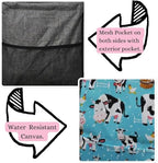 NGIL Extra Large Utility Tote Reusable Grocery Bag Oversized Collapsible for Groceries, Storage, Picnic, Beach (Cow in Town-Black)
