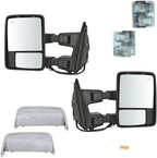 Power Fold Tow Mirror for Ford F250/F350/F450 SuperDuty 2011-2016, Heated Chrome with Extendable Arm & Blind Spot Detection