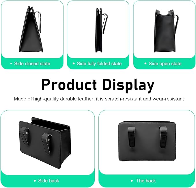 Car Trash Can, Foldable Hanging Garbage Bin with Trash Bag, Waterproof Open-top Door Side Storage Can, Multi-function Back Seat Organizer for Most Cars SUVs Trucks (Black)