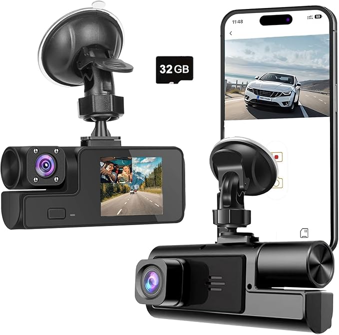 WiFi 1080P Dual Dash Camera for Car Front and Inside Dashcam Car Security Video Recorder,170°Wide Angle Vehicle Cam,WDR,G-Sen