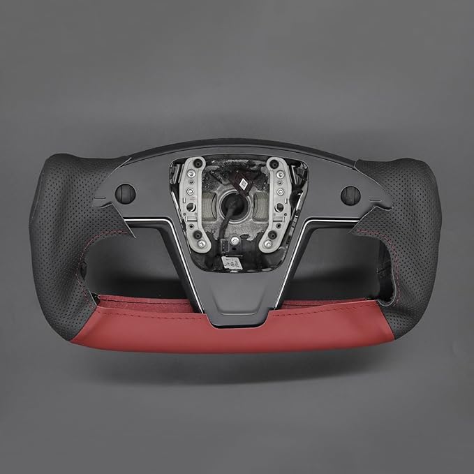 MEWANT Steering Wheel Cover for Yoke Style Steering Wheel for Tesla Model S 2021-2023 / Model X 2021-2023 Hand-Stitched Steering Wrap