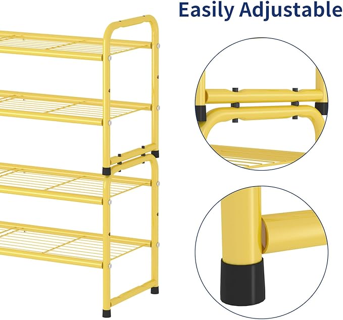 SUFAUY 2-Tier 33" Wide Shoe Rack, Closet Metal Wire, Stackable, Gold