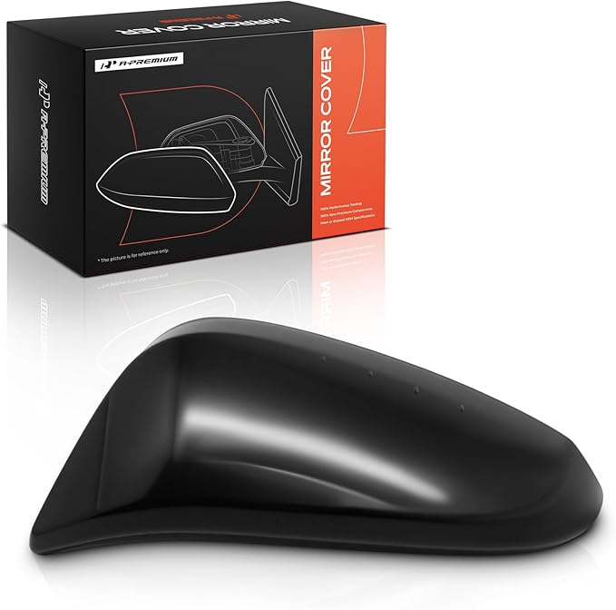 A-Premium Driver Side Rearview Door Mirror Cover Cap - Compatible with Toyota Highlander 2014 2015 2016 2017 2018 2019 - Smooth Black, with Turn Signal Hole, Replace # 879450E040C0