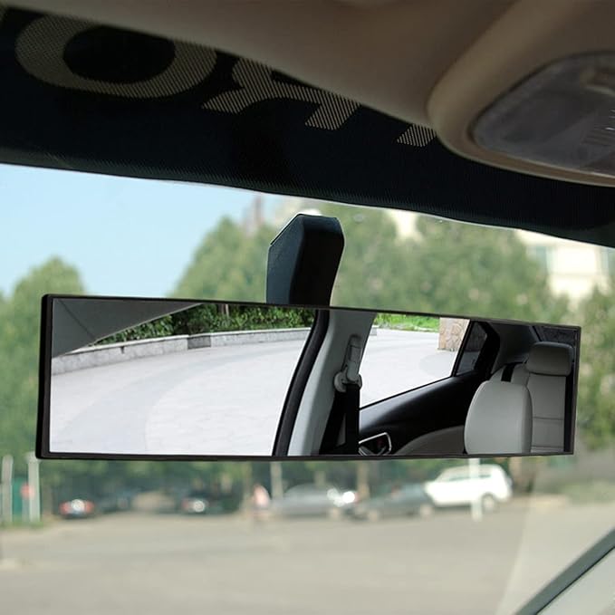 Car Rearview Mirrors, Shock Resistant Interior Clip-on Panoramic Rear View Mirror for Car, Wide Viewing Range, 12 inch HD Universal Use for Cars, SUVs, Trucks, Vehicles (White)