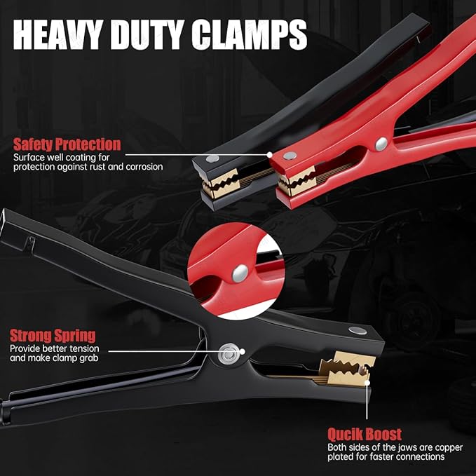 Jumper Cables for Car Battery, 6 Gauge 16 Feet 600AMP, Automotive BoosterCables for Jump Starting Dead or Weak Batteries with Carrying Bag Included