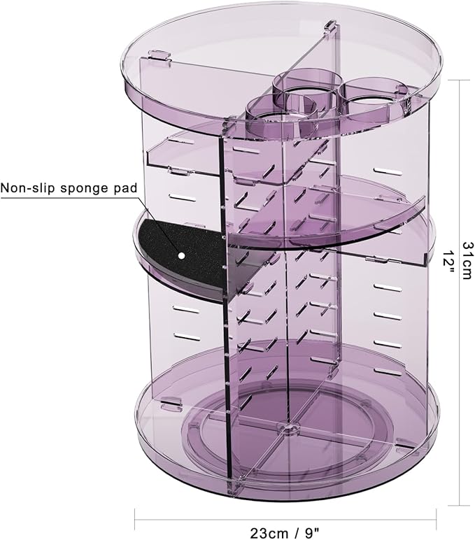 Rotating Makeup Organizer for Vanity, DIY Adjustable Tray Spinning Skincare Organizers Countertop, Cosmetic Display Case with