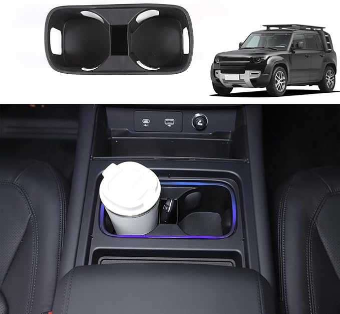 Black Center Console Cup Holder Compatible with Land Rover Defender 90 110 130 2020-2024 Car Cup Holder Expander Storage Box，