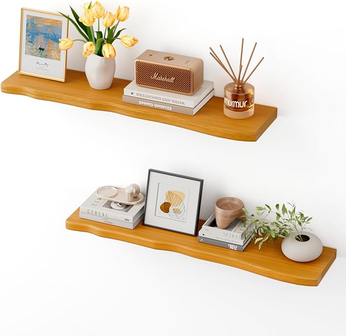 Floating Shelves for Wall Rustic Farmhouse 36 Inch Floating Shelf Bathroom Wooden Shelves for Wall Mounted Live Edge Pine She