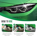 Auto Long-Lasting Effective Headlight Repair Fluid, Car Headlight Restoration Kit Headlight Cleaner and Cleaning Sponge, Automotive Headlight Lens Restorer Headlight Polishing Fluid (50ML, 2 Sst)