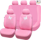 Flying Banner Butterfly car seat Covers ful Set Fashion Universal Lady Woman Female Rear Bench Split Colorized (Full Set - La
