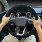 Carodi Suede Steering Wheel Cover ， Non-Slip Leather Car Interior Fitting 15-inch Universal
