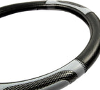 BDK Sporty Two Tone Ergonomic Grip Steering Wheel Cover - Carbon Fiber Grip for Standard Size Wheels 14.5-15 inch Gray/Black