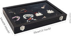 Wudygirl Jewelry Tray 12 Grid Jewelry Organizer with Clear Lid Bracelet Holder Organizer Display Case Removable, Black Velvet