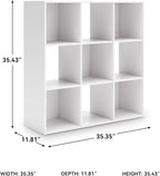 Signature Design by Ashley Onita Modern 3-Tier Floor Standing 9 Cube Organizer for Living Room, Wood, Works with 10.5" W x 10