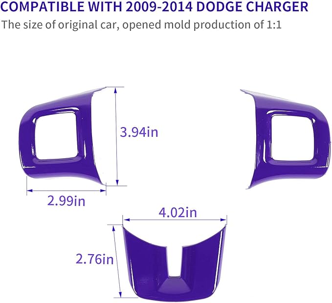 Linskip Steering Wheel Trim Compatible with Dodge Dart/Challenger/Charger/Durango 2009-2014 & Journey 2013-2023, Dart Steering Wheel Cover, Dart Interior Accessories 3Pcs(Purple)